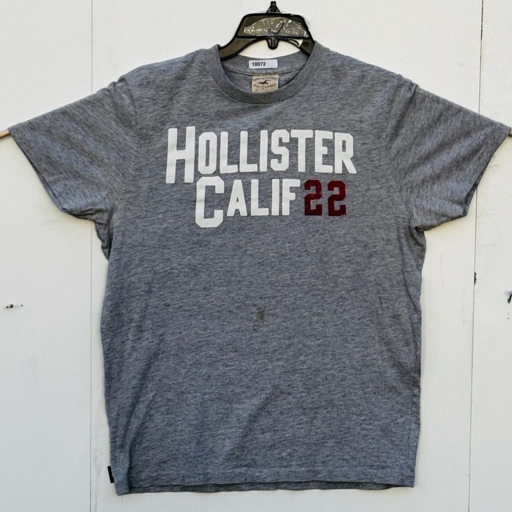 Hollister Mens Gray Graphic T-Shirt Short Sleeve California 22 Logo Size L